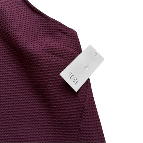 TOBI Dress Corlette Wine Waffle Weave Halter Racerback Pockets Shift Medium NEW - Picture 9 of 13